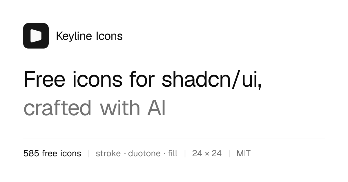 Keyline Icons: 585 free shadcn/ui icons, crafted with AI