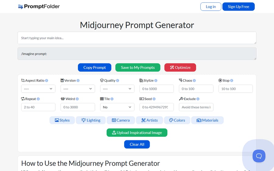 Midjourney Prompt Generator