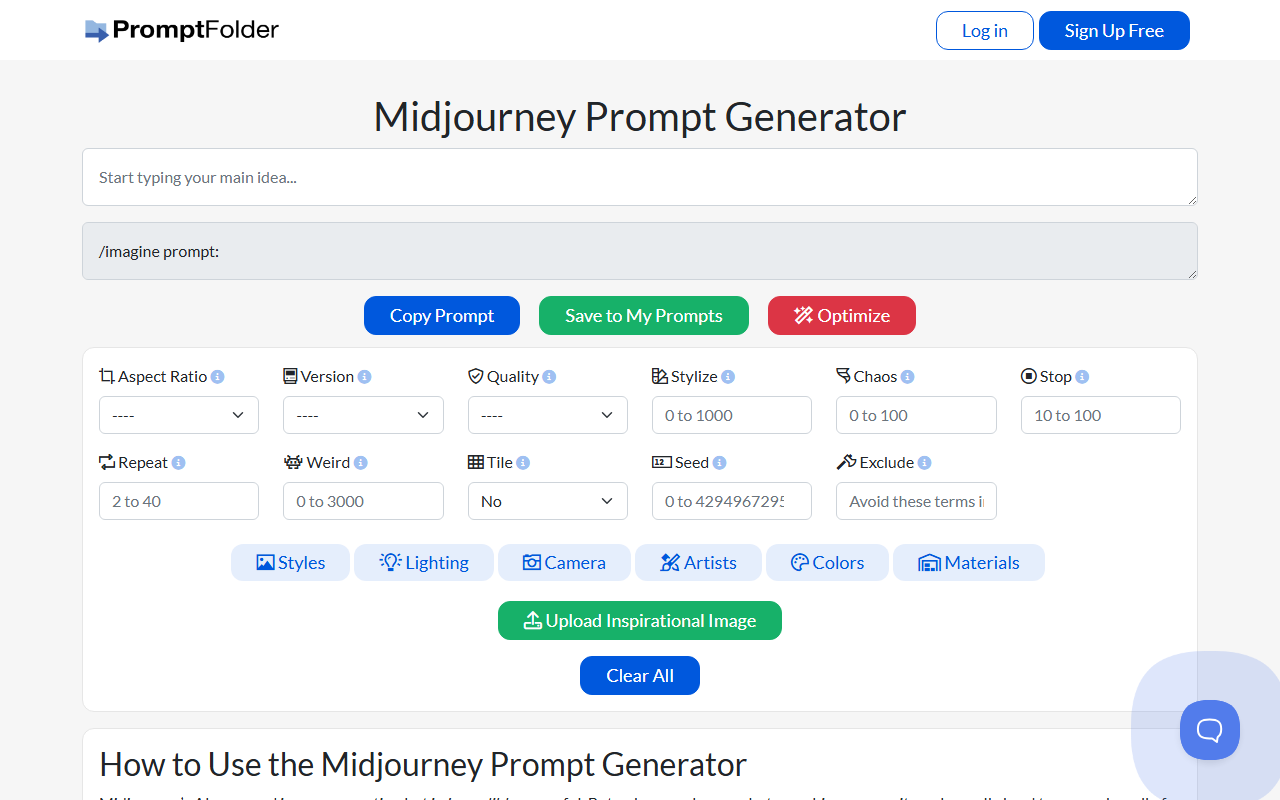 Midjourney Prompt Generator
